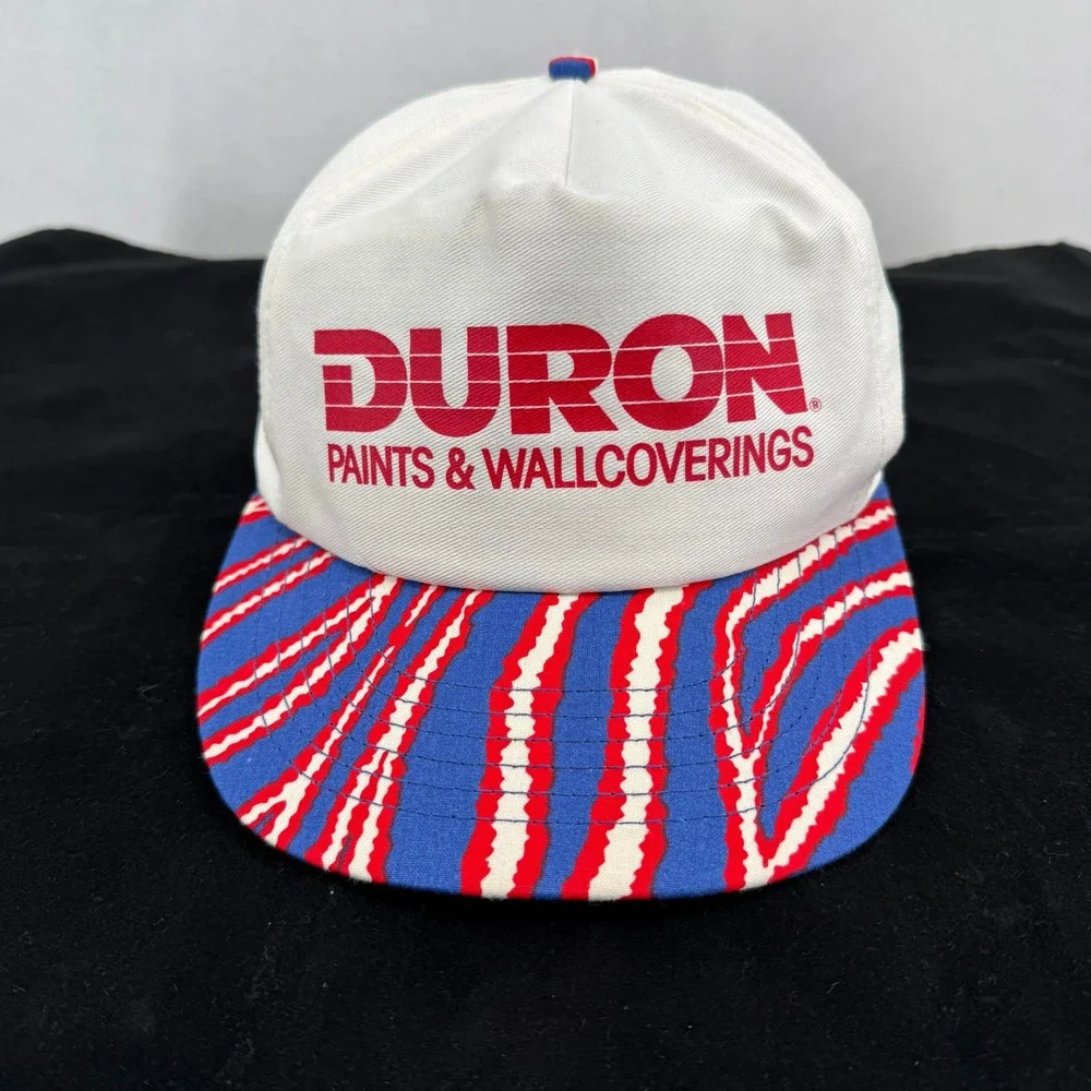 Vintage Duron Paints Wallcoverings‎ Snapback Hat White Blue Red Made USA
